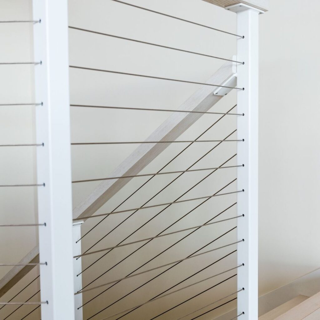 white cable railings