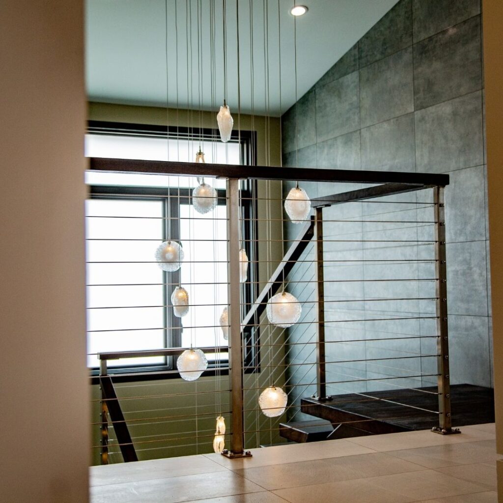 interior cable railings along staircase