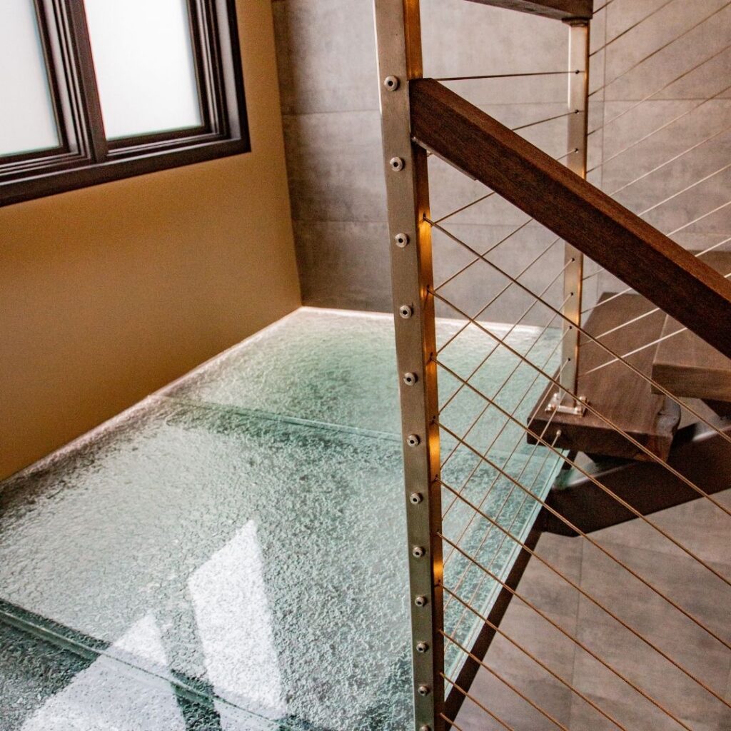 cable railing along staircase