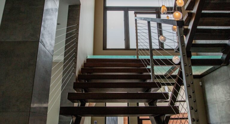 cable railings along staircase