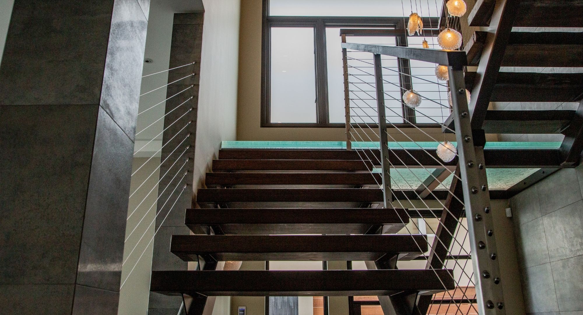 cable railings along staircase
