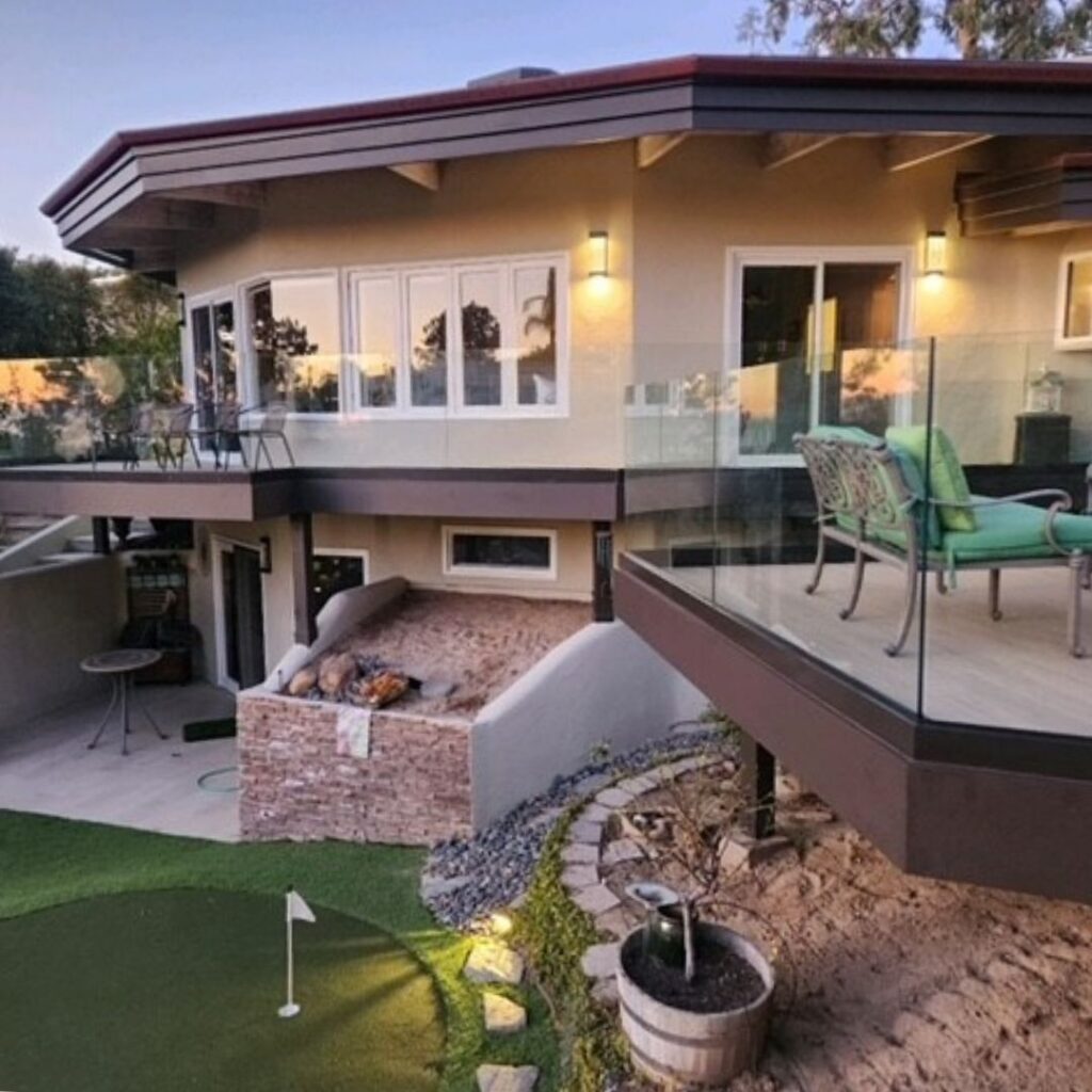 glass railing around a deck
