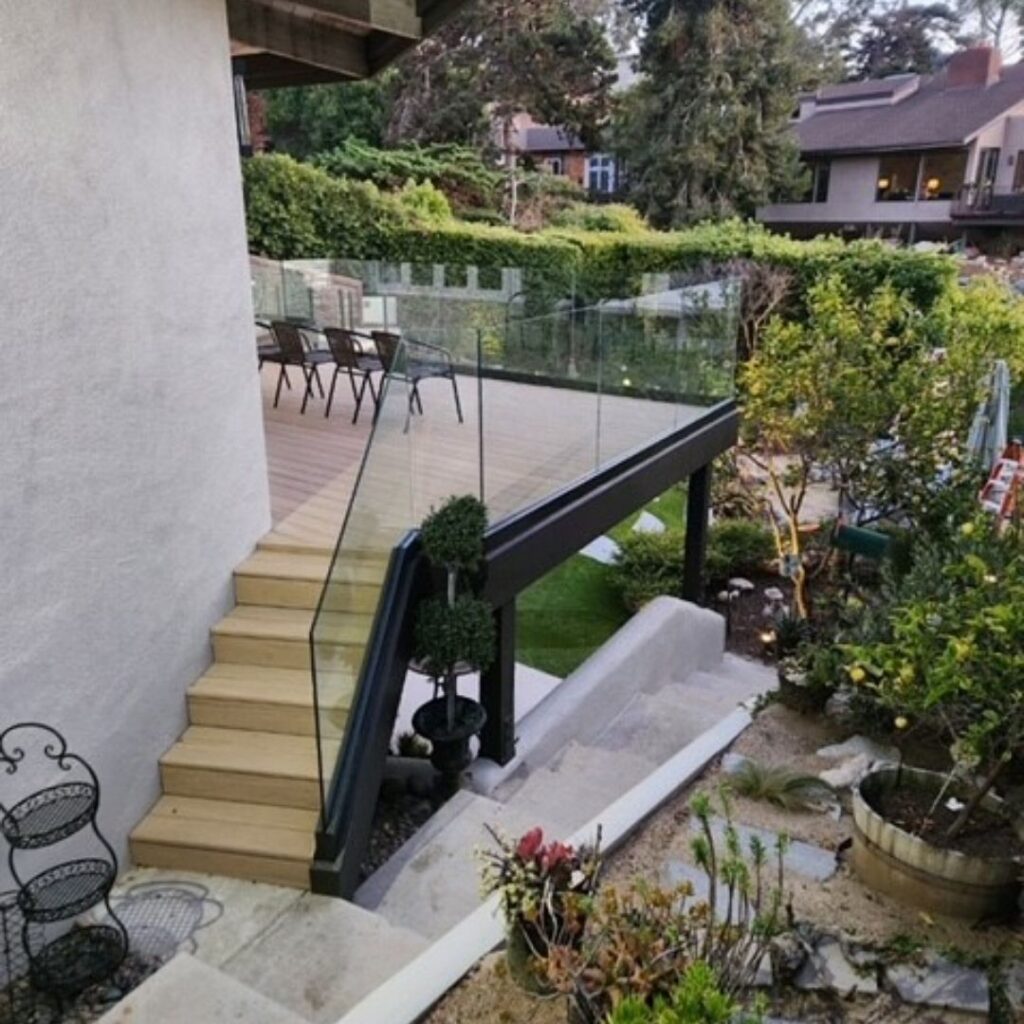 glass railing around deck