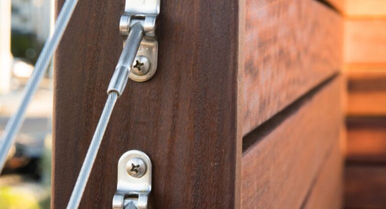 close up of a cable railing