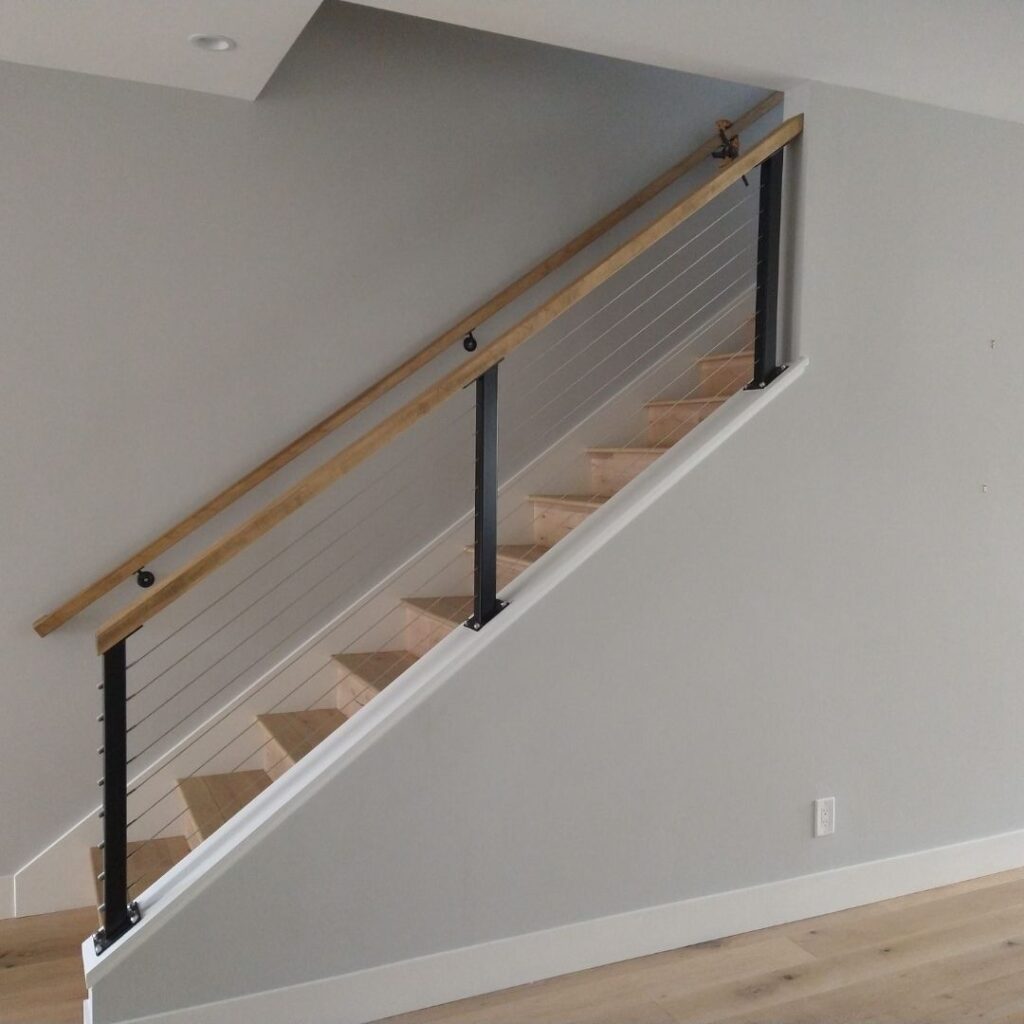 Light wood interior railing.