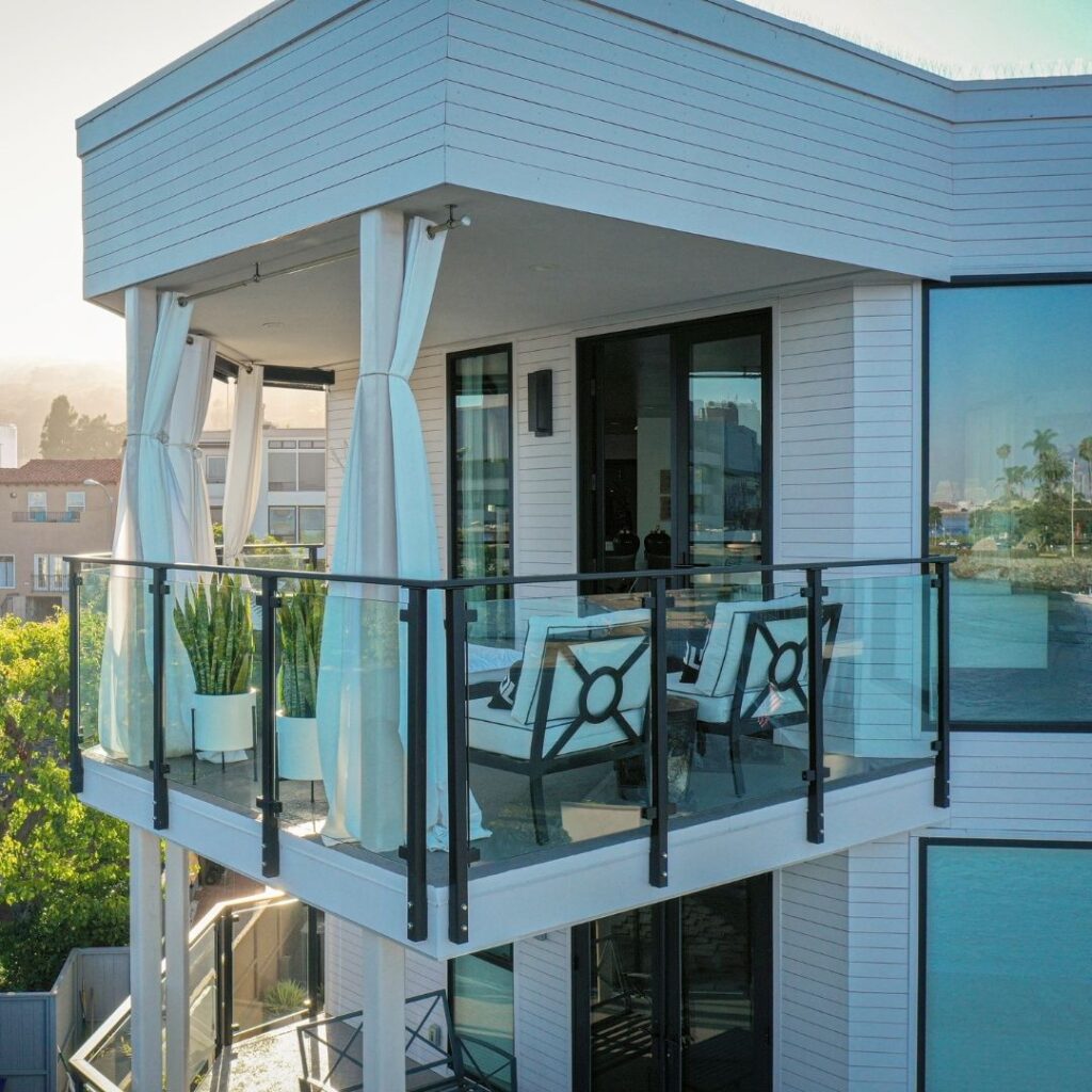 Glass railing.
