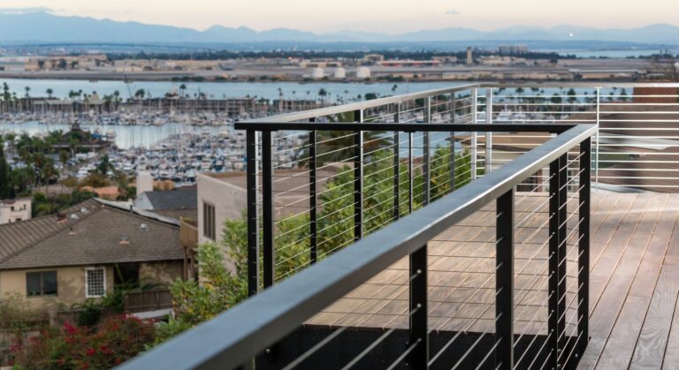 Deck railing.