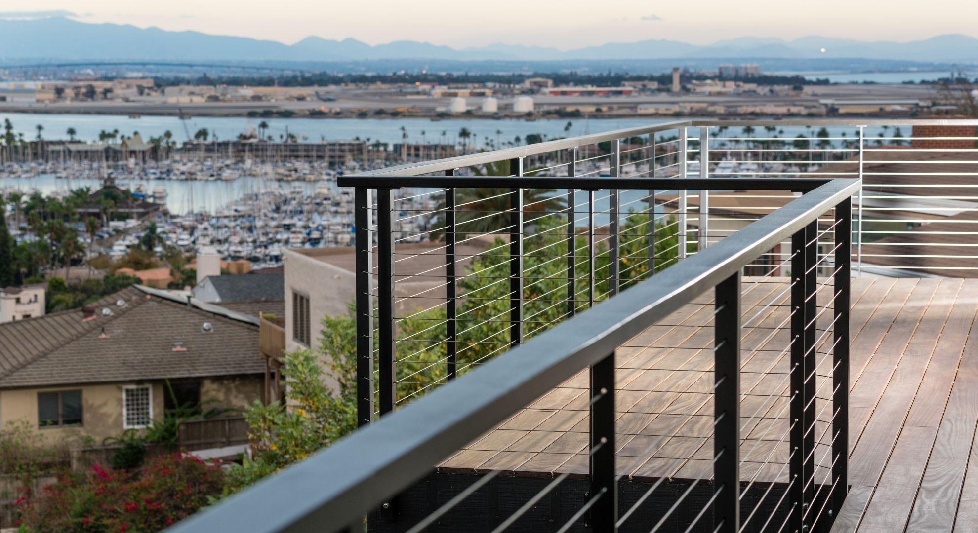 Deck railing.